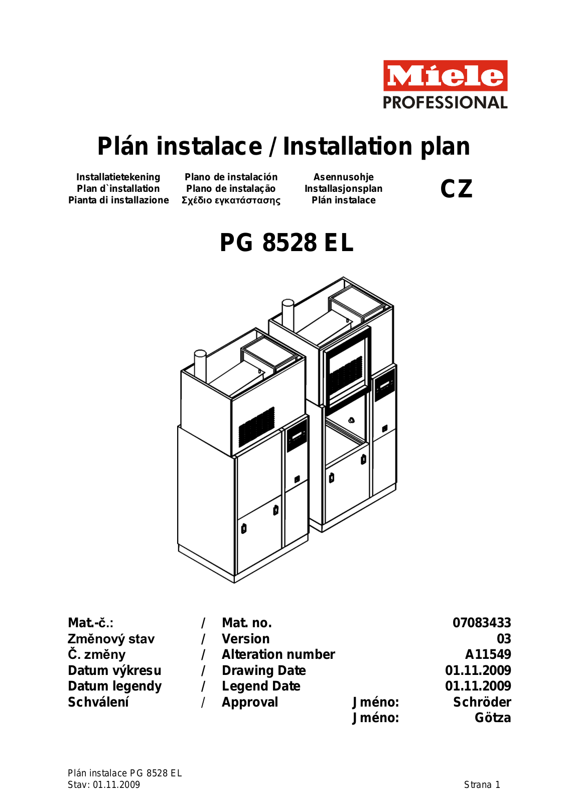 Miele PG 8528 EL Installation diagram