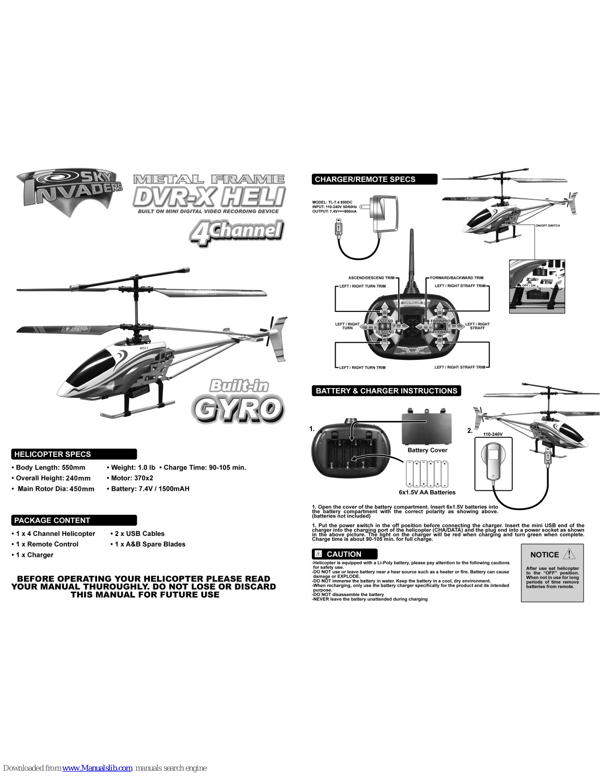 Sky Invaders DVR-X HELI User Manual