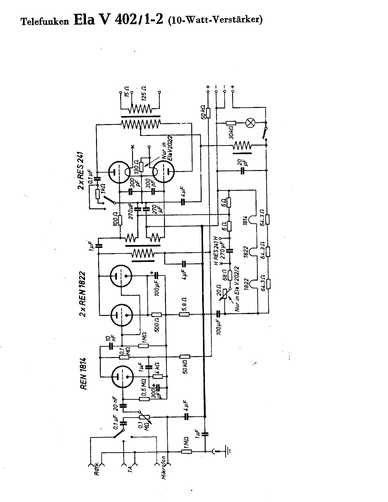 Telefunken Ela V402 Cirquit Diagram