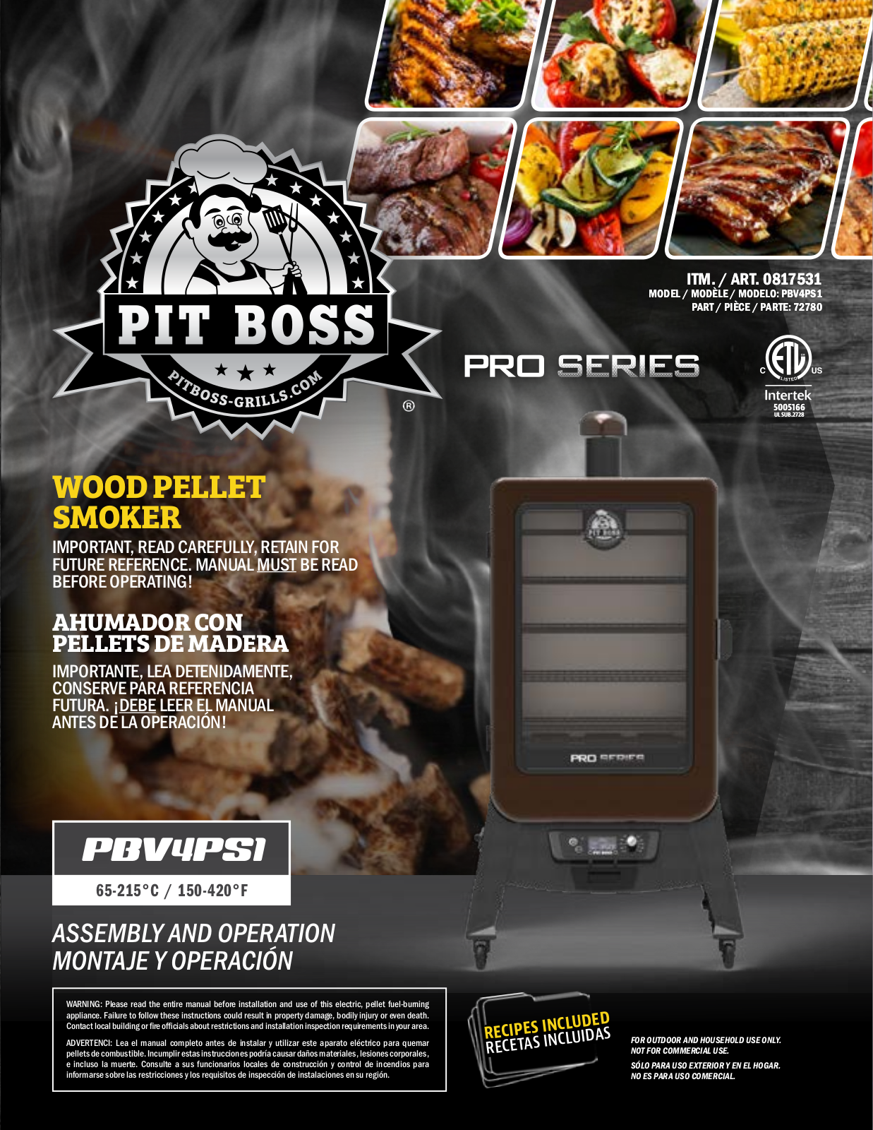 Pit boss PRO PBV4PS1 User Manual