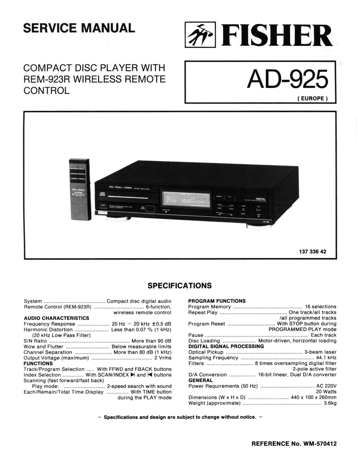 Fisher AD-925 Schematic