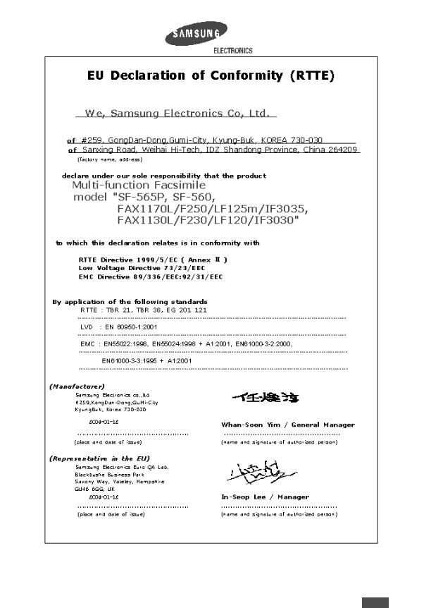 Samsung SF-560 User Manual