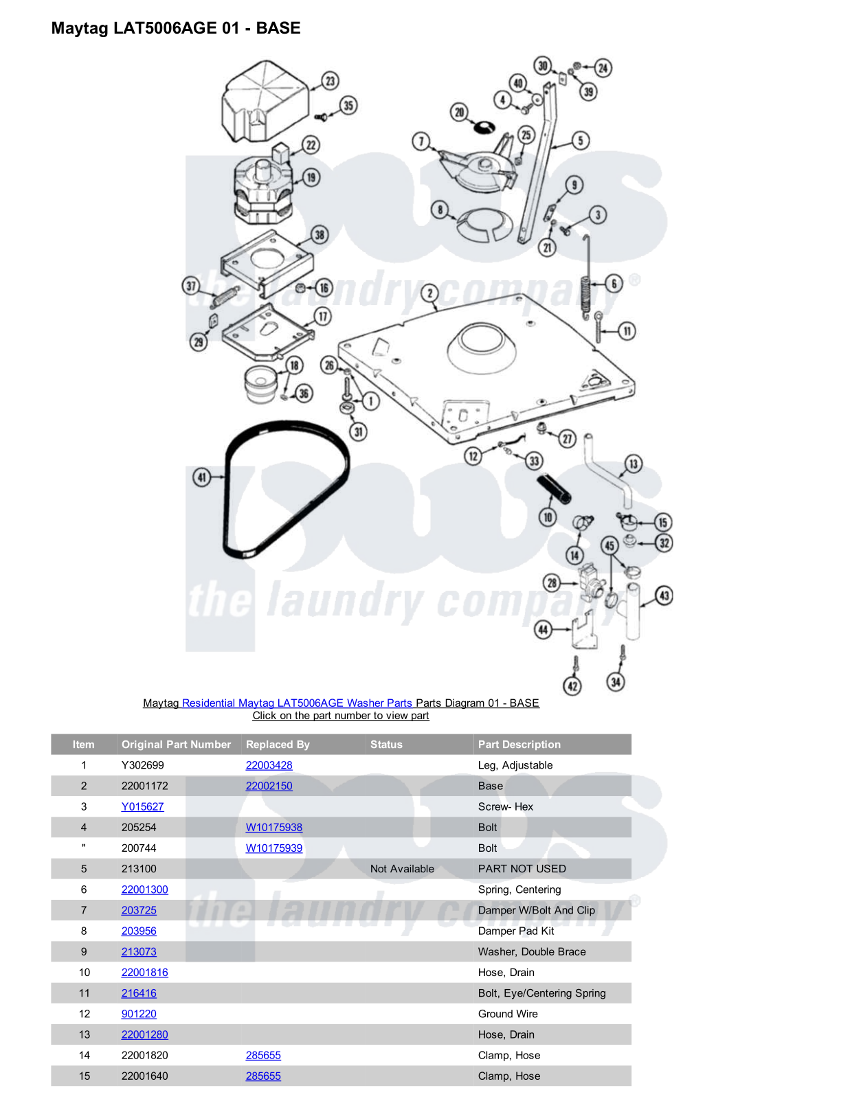 Maytag LAT5006AGE Parts Diagram