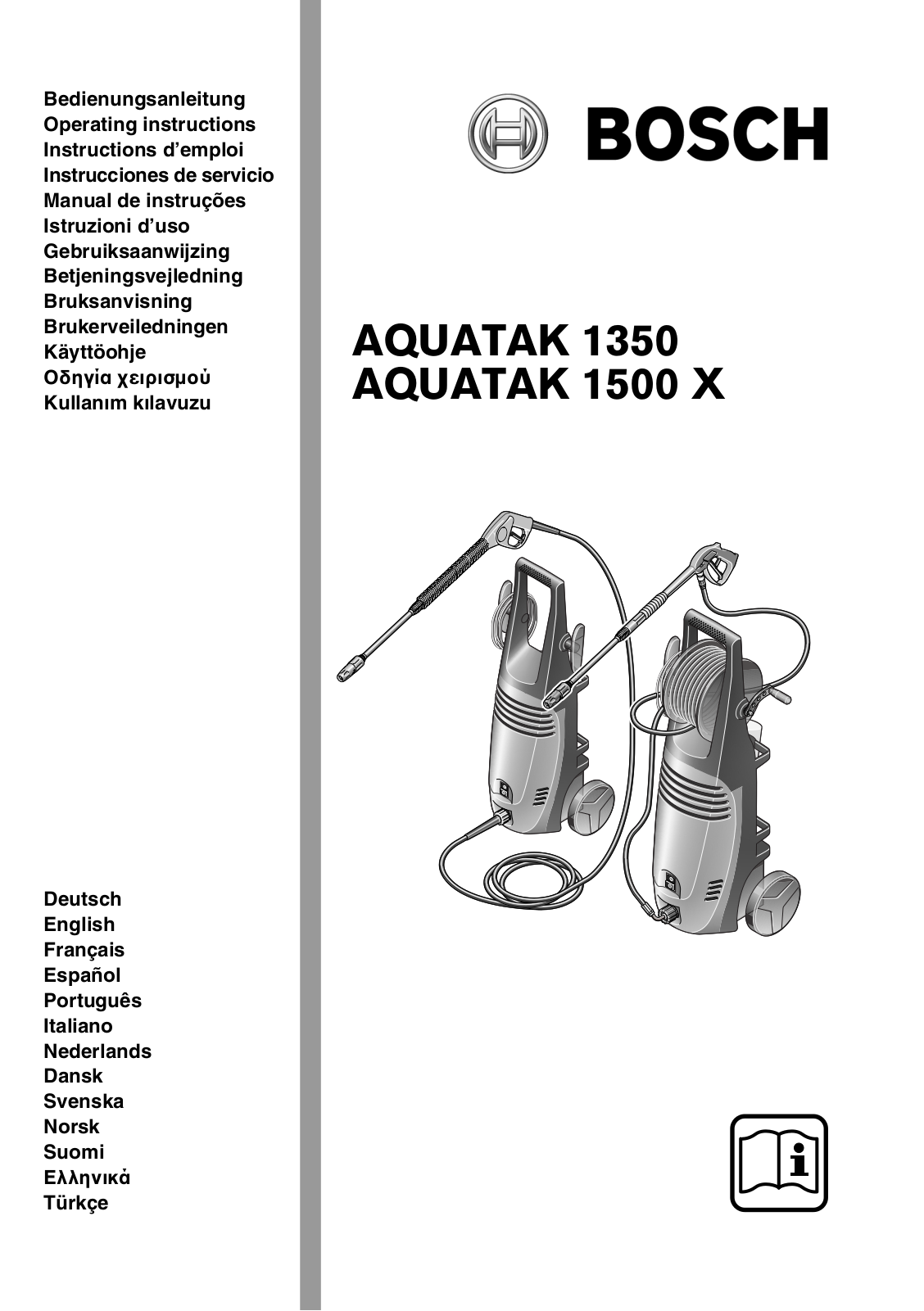 Bosch Aquatak 1500 X, Aquatak 1350 User Manual