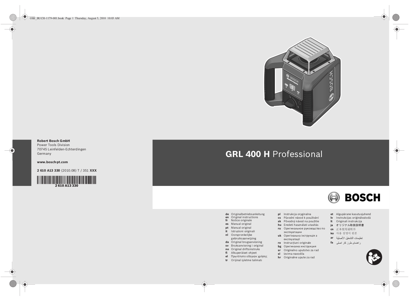 Bosch GRL 400 H Professional User guide