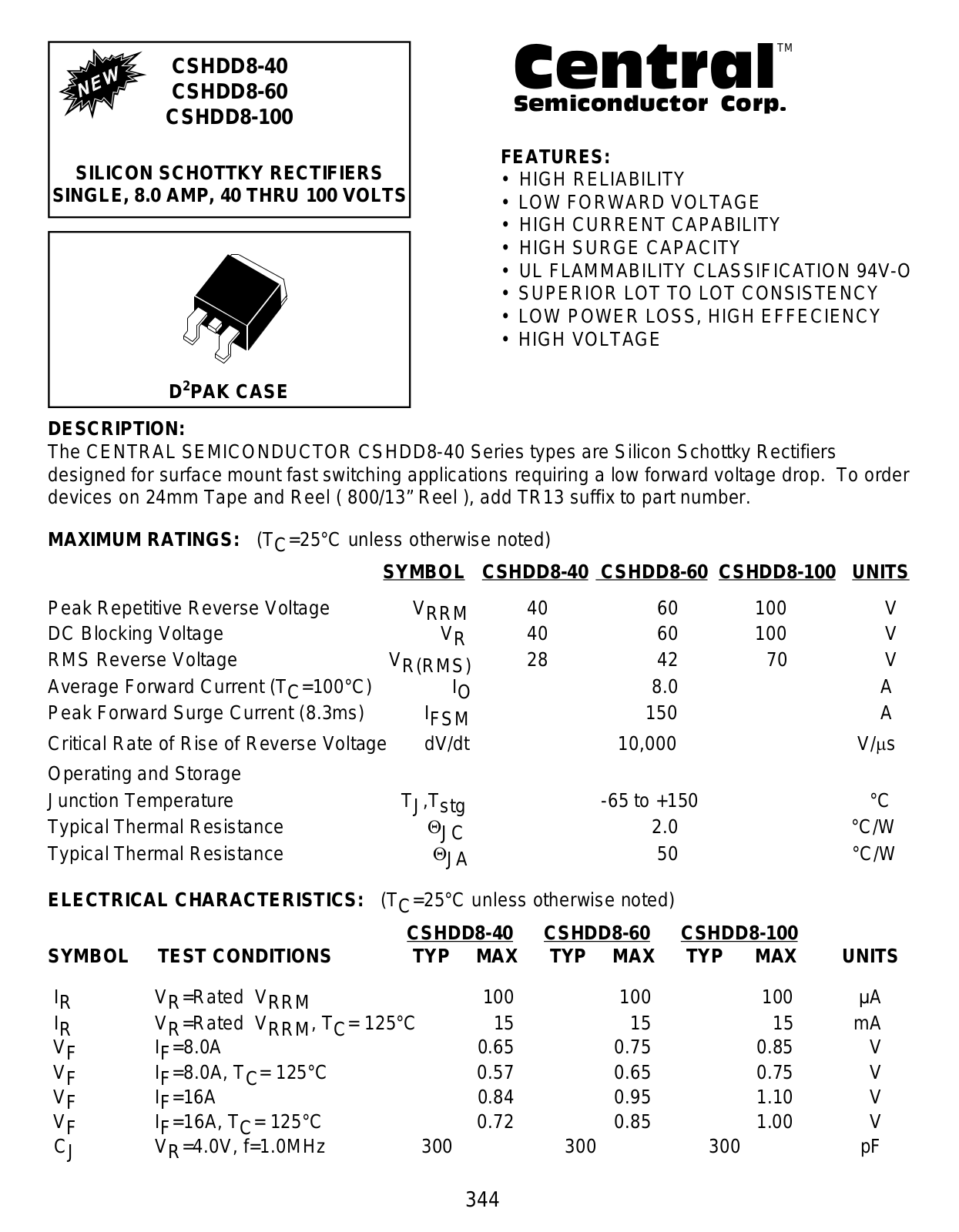 CENTR CSHDD8-60, CSHDD8-40, CSHDD8-100 Datasheet