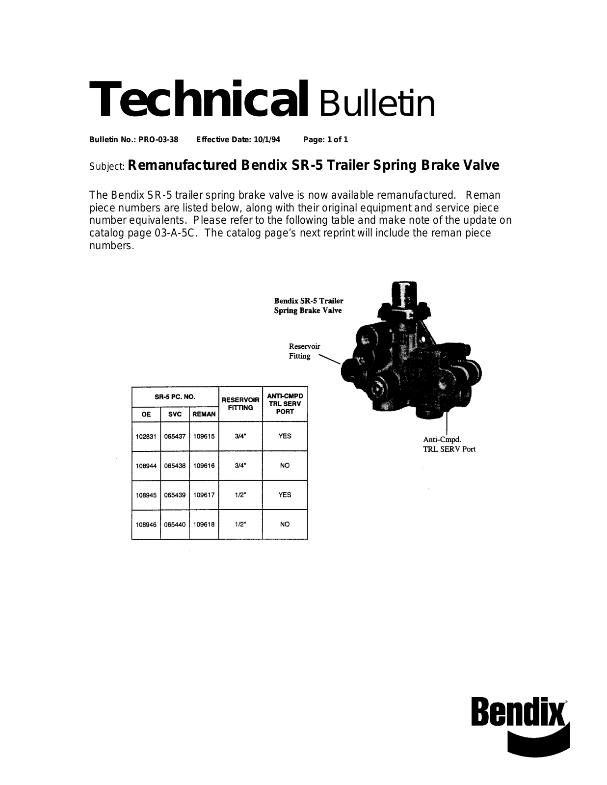 BENDIX TCH-003-038 User Manual