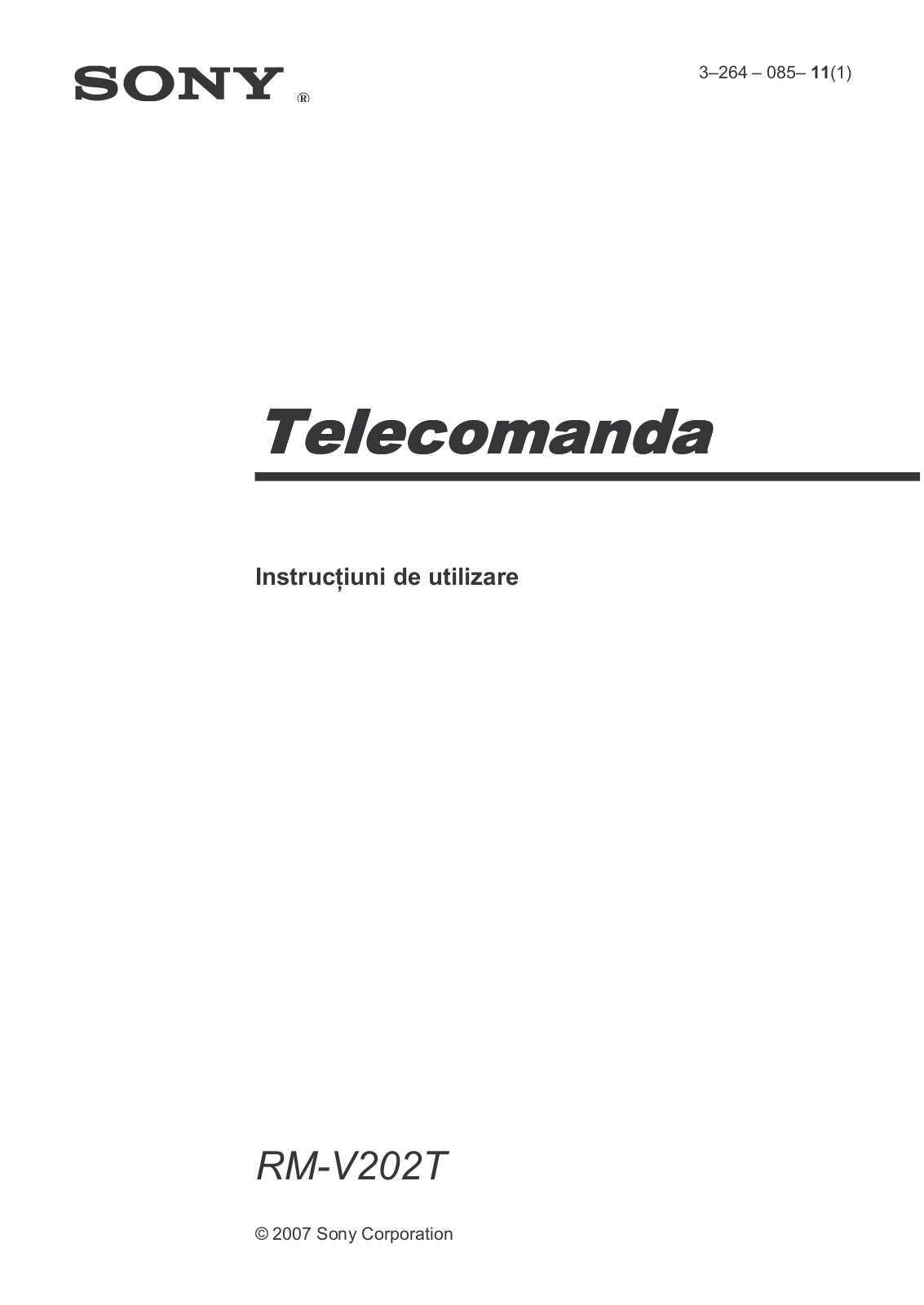 Sony RM-V202T User Manual