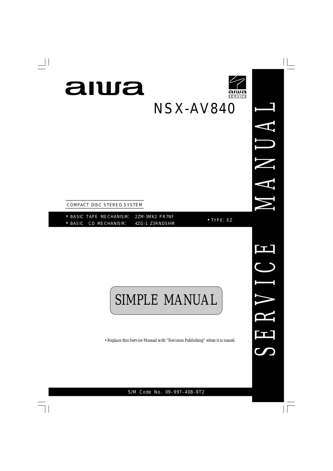 Aiwa NSXAV-840 Service manual