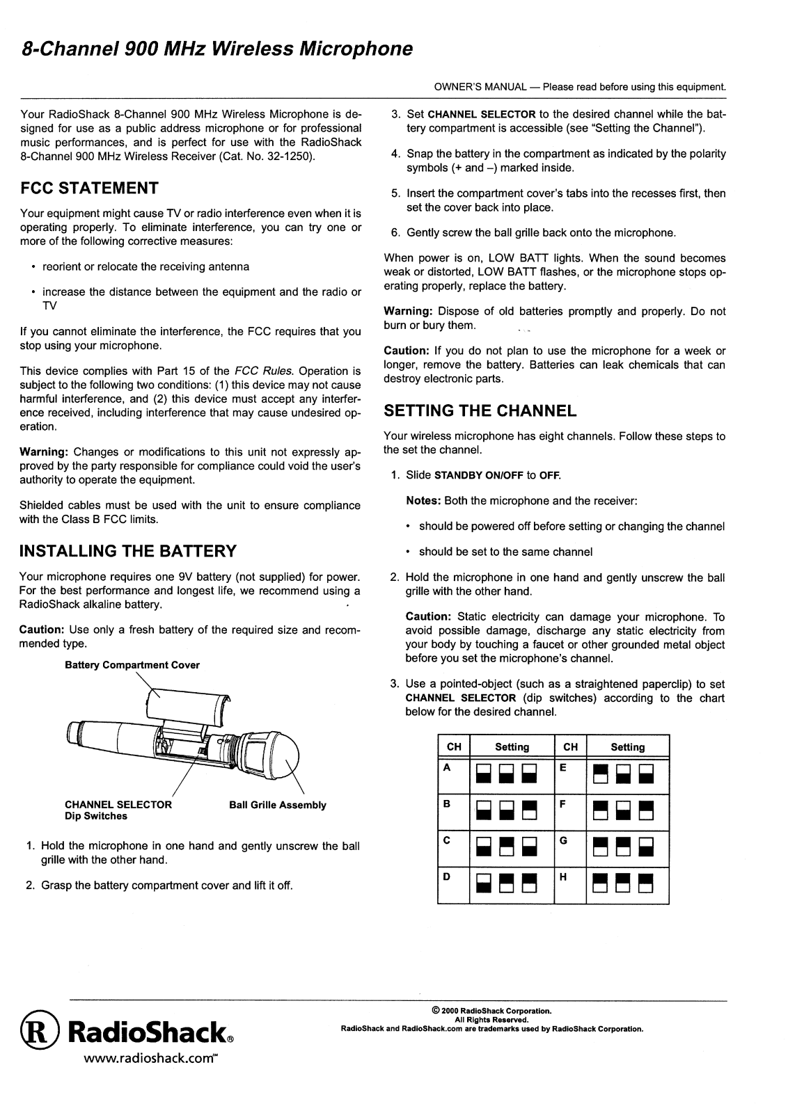 Radio Shack 3201251 User Manual