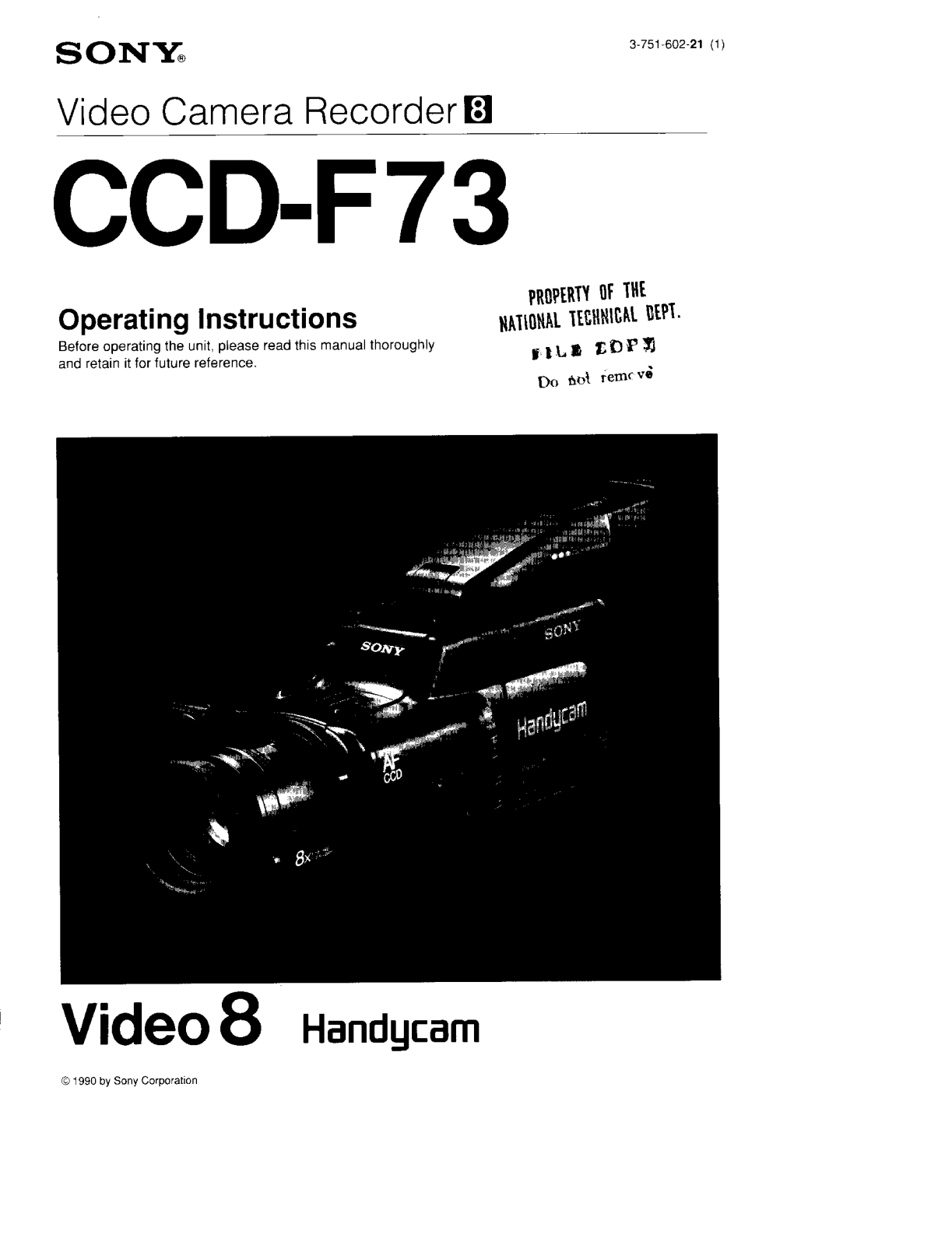 Sony CCD-F73 Operating Instruction