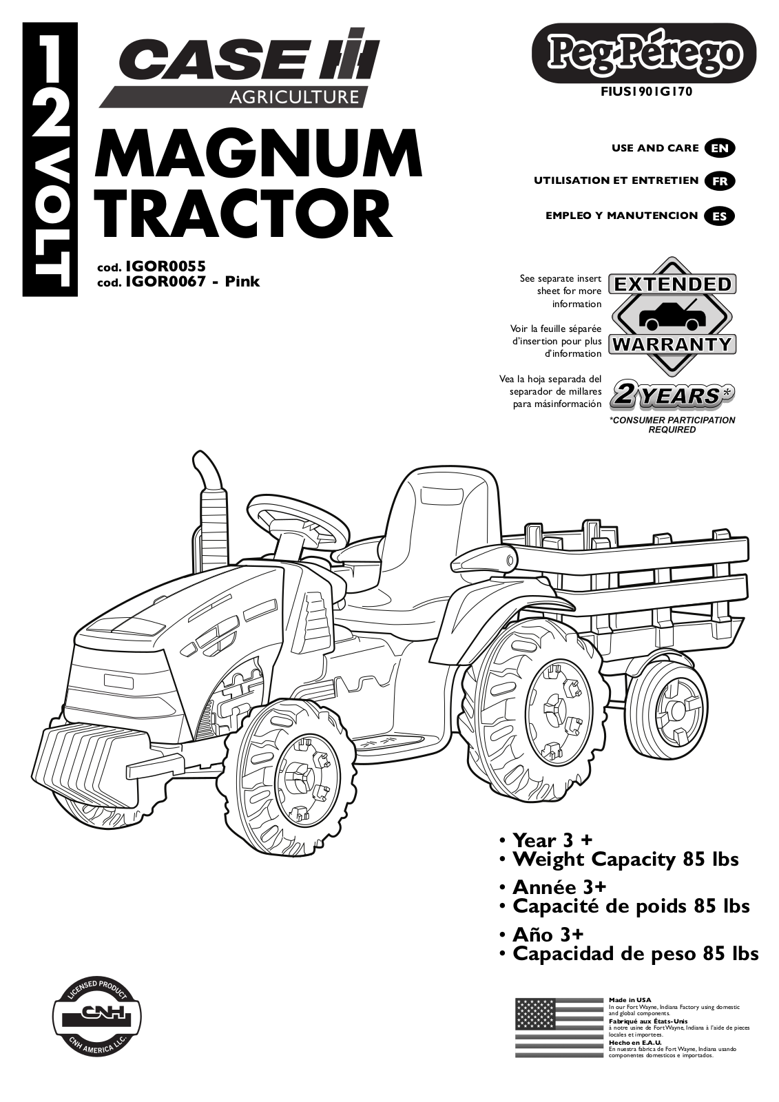 Peg-Perego Case IH Magnum Tractor Use And Care Manual