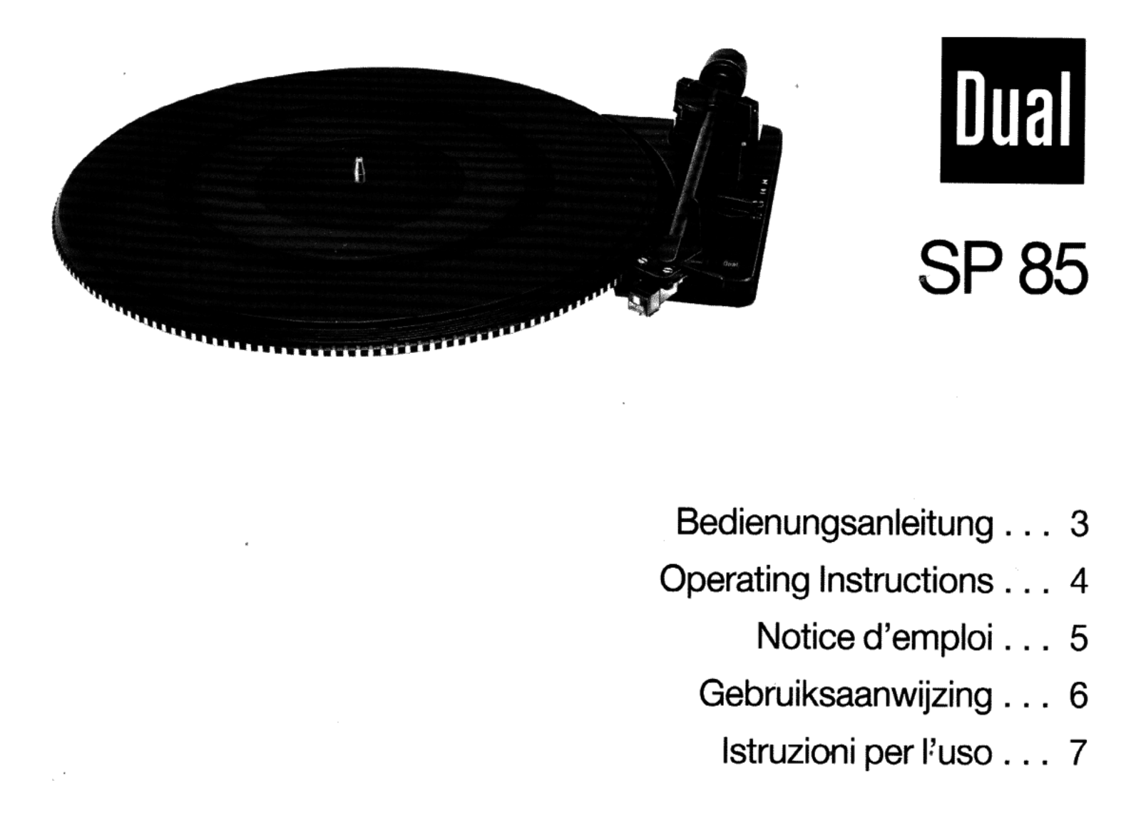 Dual SP-85 Owners manual