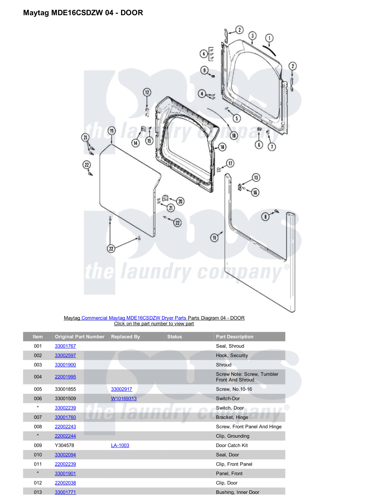 Maytag MDE16CSDZW Parts Diagram