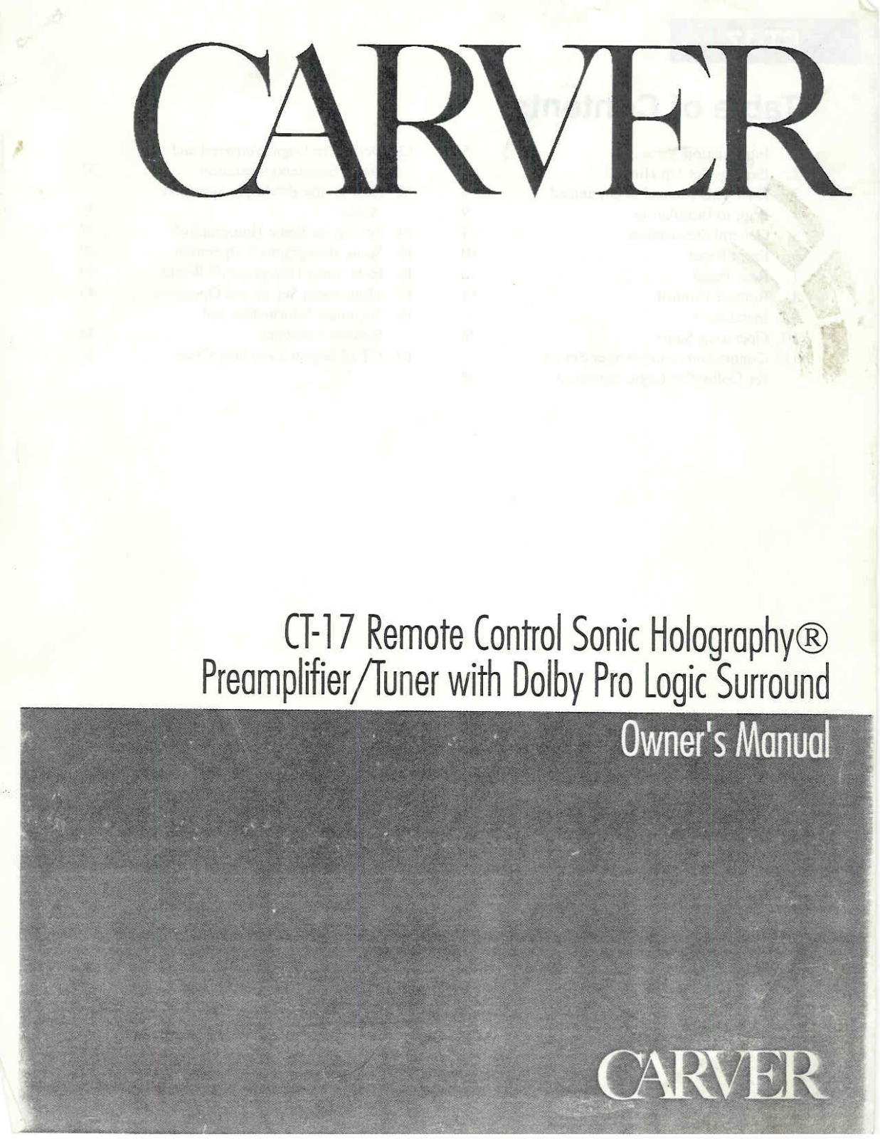 Carver CT-17 Service manual