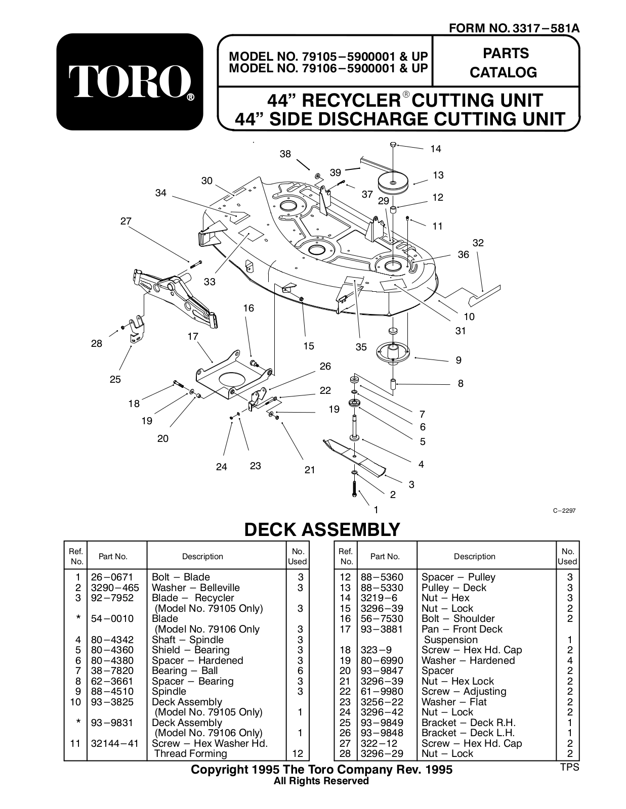 Toro 79106 Parts Catalogue