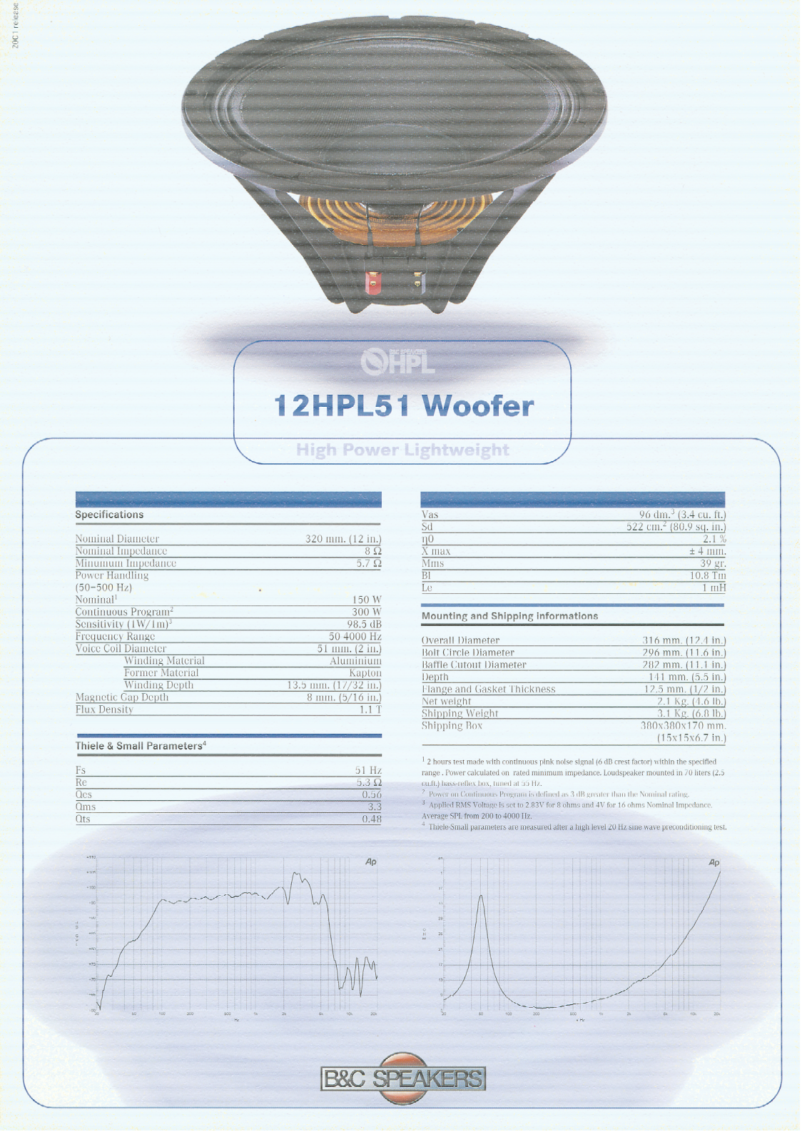 B&C Speakers 12HPL51 User Manual