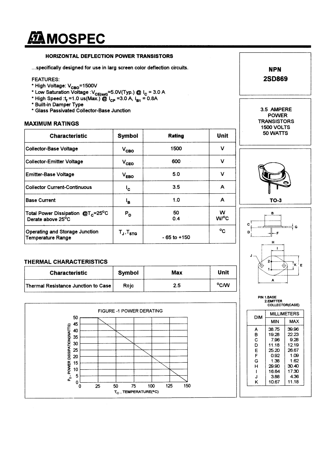 MOSPEC 2SD869 Datasheet