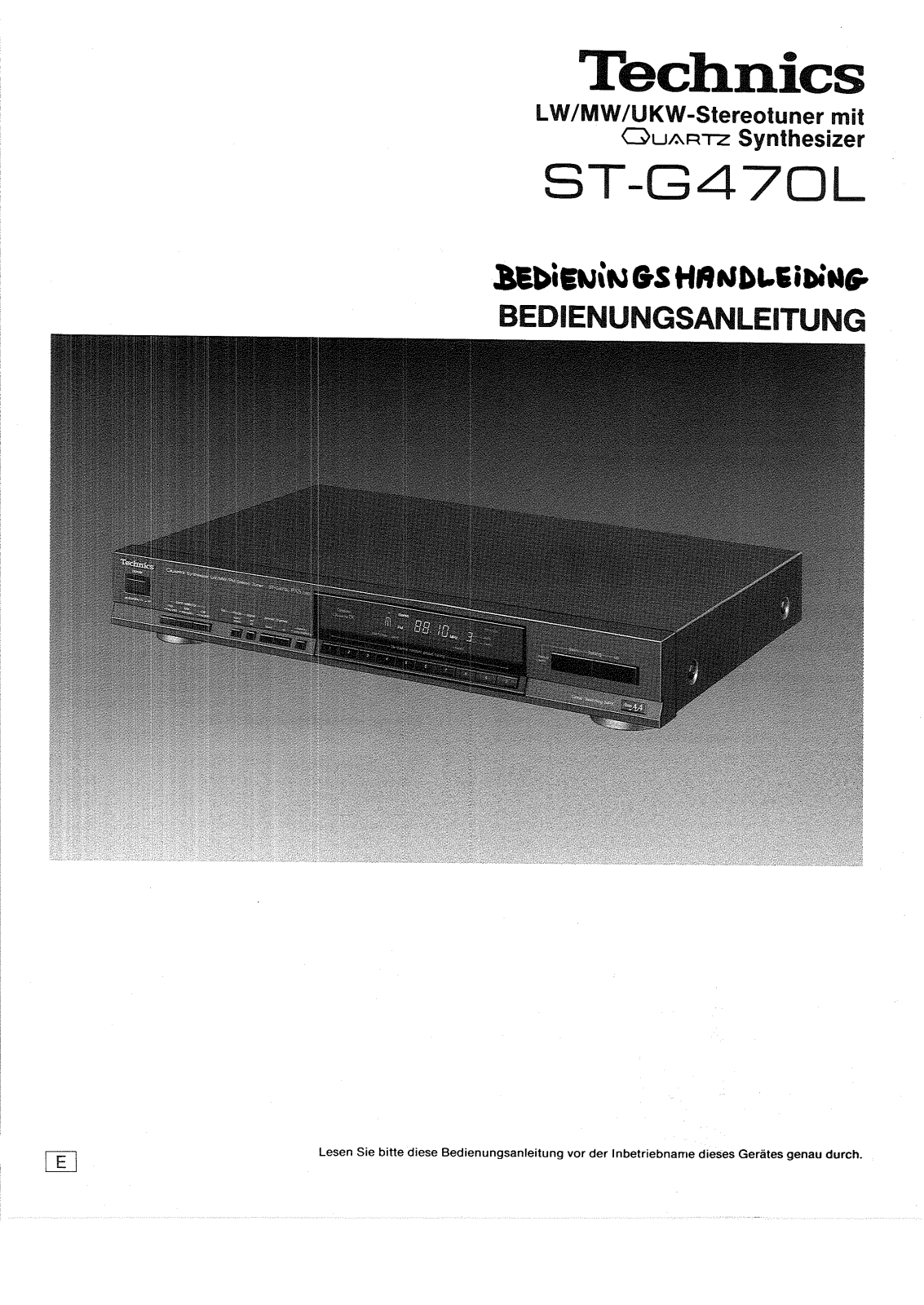 Panasonic STG470 Operating Instructions