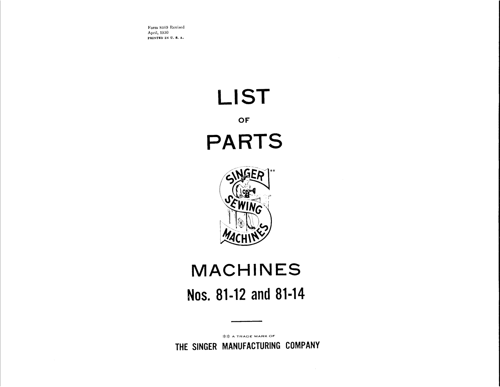 Singer 81-12 User Manual