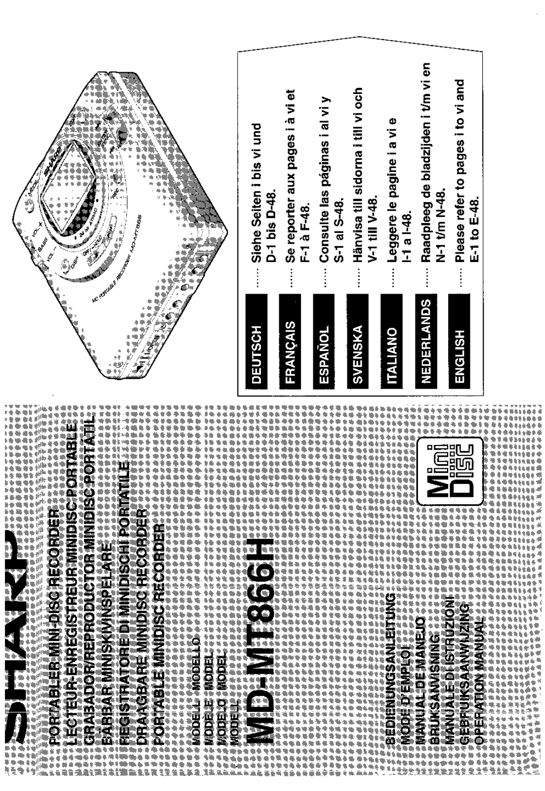 Sharp MD-MT866H User Manual