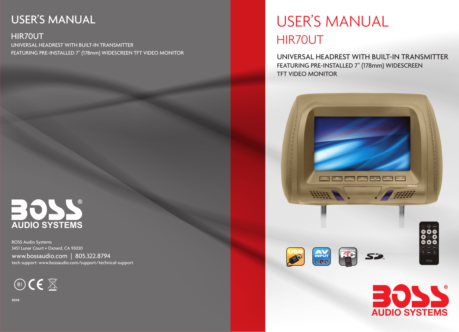 Boss Audio HIR70UT User Manual