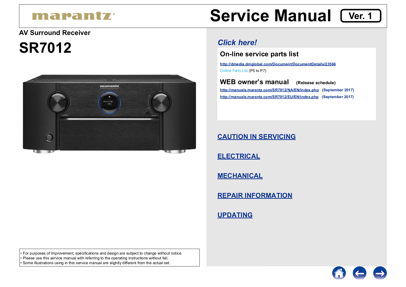 Marantz SR7012 Service manual