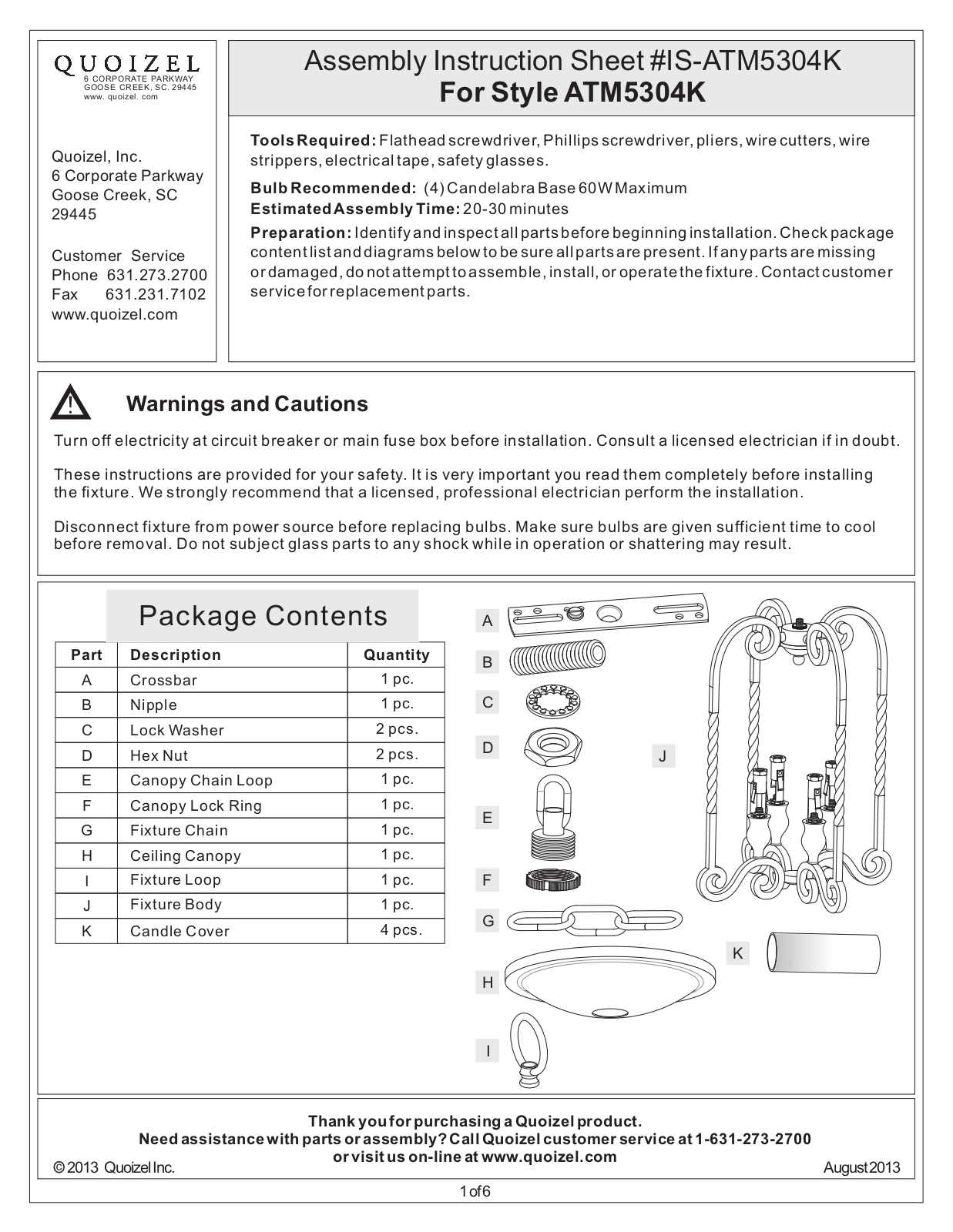 Quoizel ATM5304K User Manual