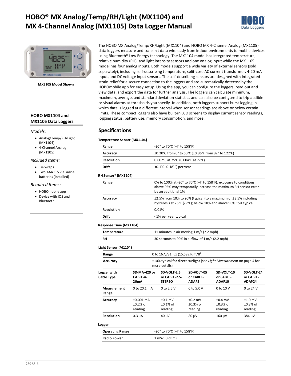 Onset MX1104 Operating Manual