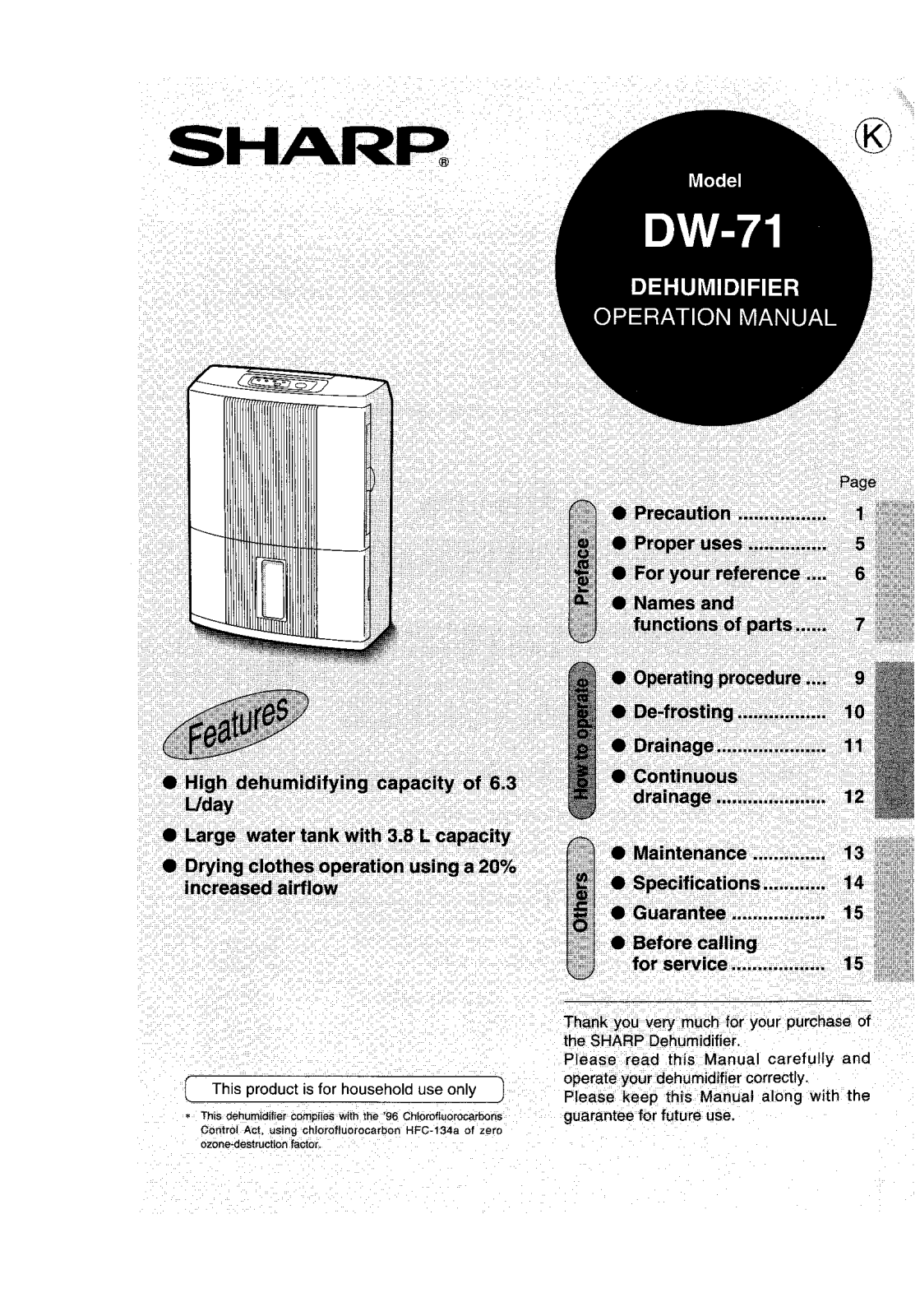 Sharp DW71 User Manual