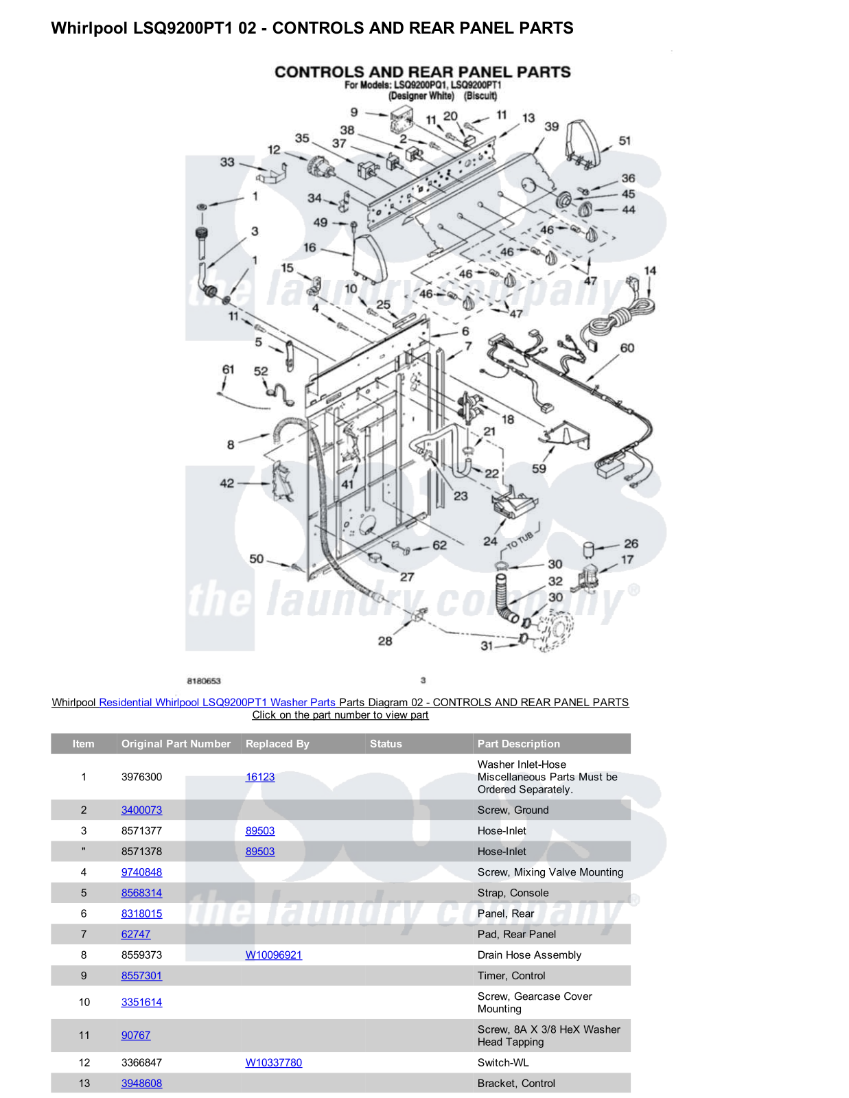 Whirlpool LSQ9200PT1 Parts Diagram