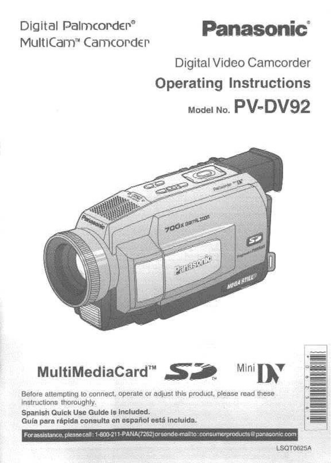 Panasonic PV-DV92 User Manual