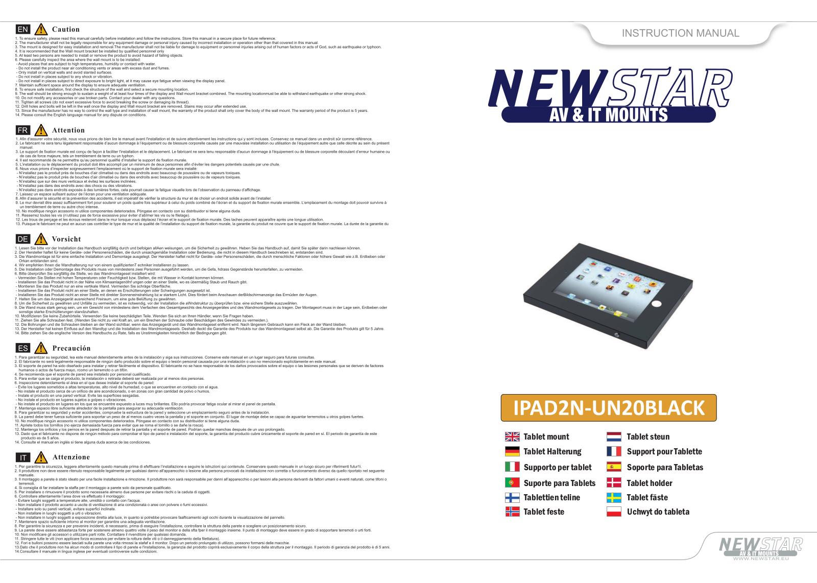 Newstar IPAD2N-UN20BLACK User Manual