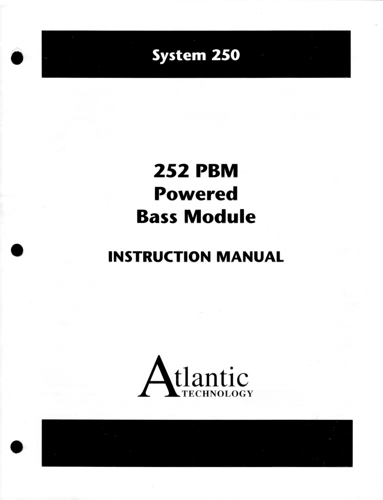 Atlantic 252 PBM Owner's Manual