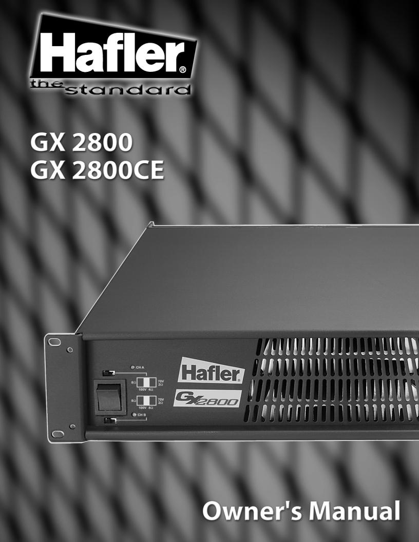Hafler GX2800CE, GX2800 User Manual