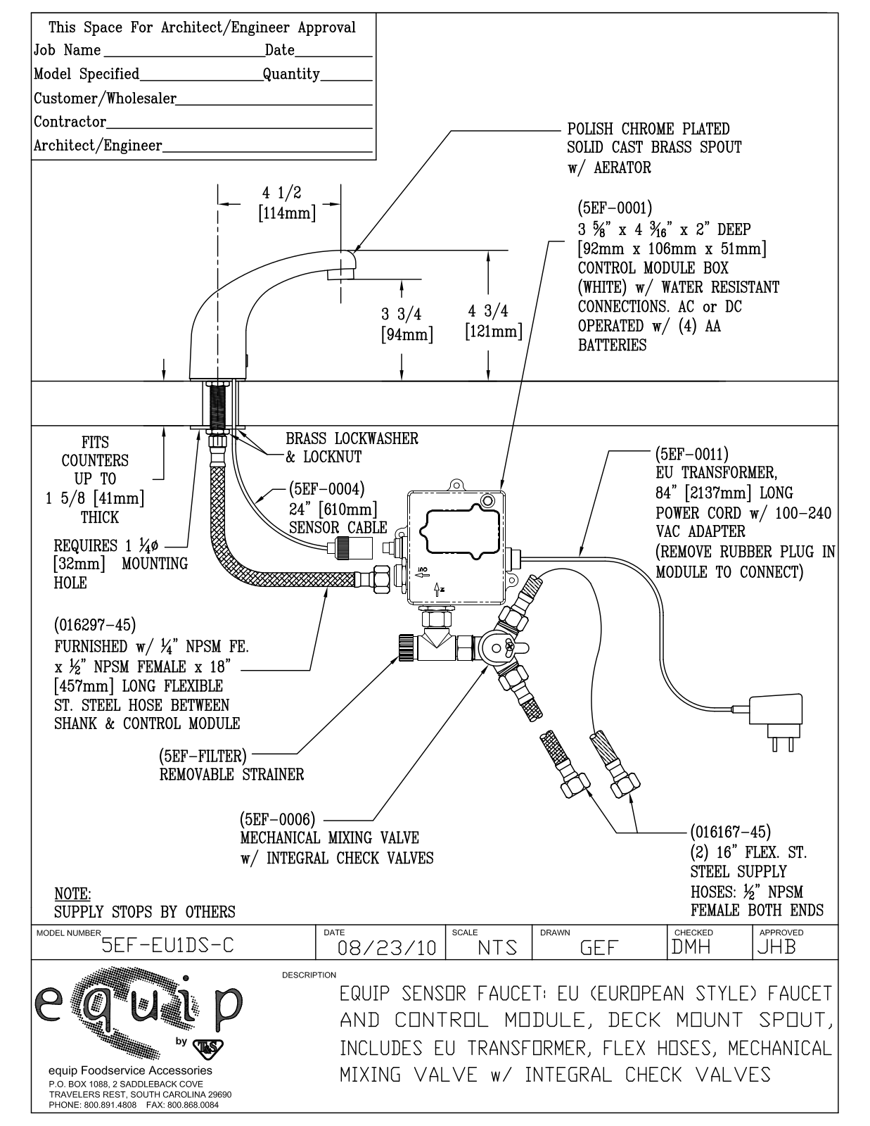 T&S Brass 5EF-EU1DS-C User Manual