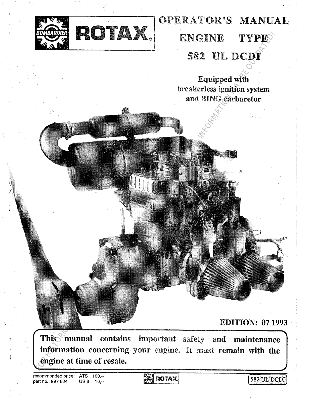 Bombardier 582UL DCDI Operators Manual