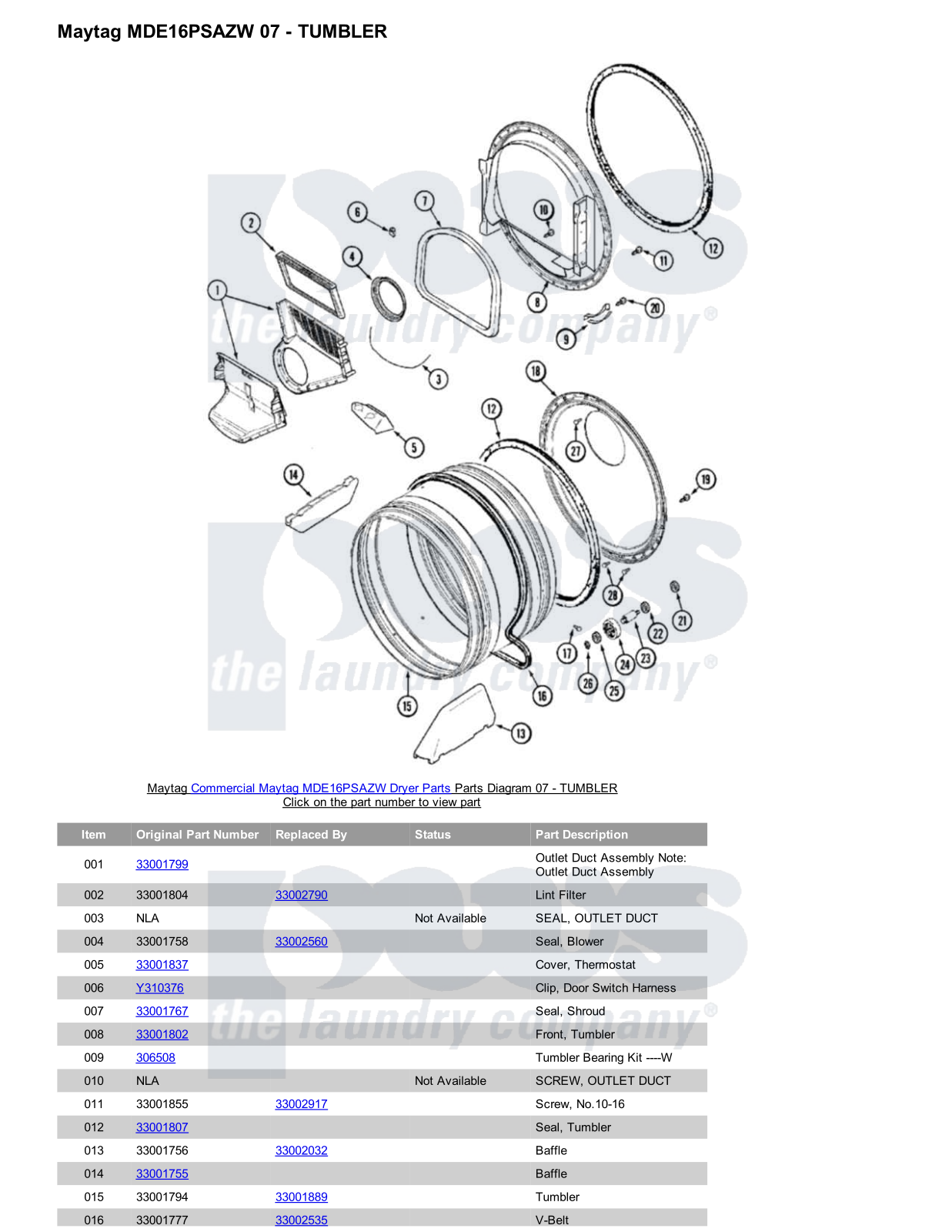 Maytag MDE16PSAZW Parts Diagram