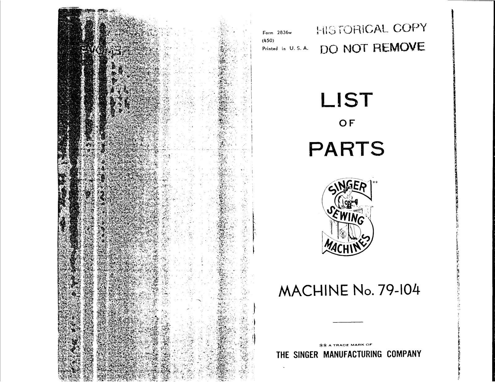 Singer 79-104 User Manual