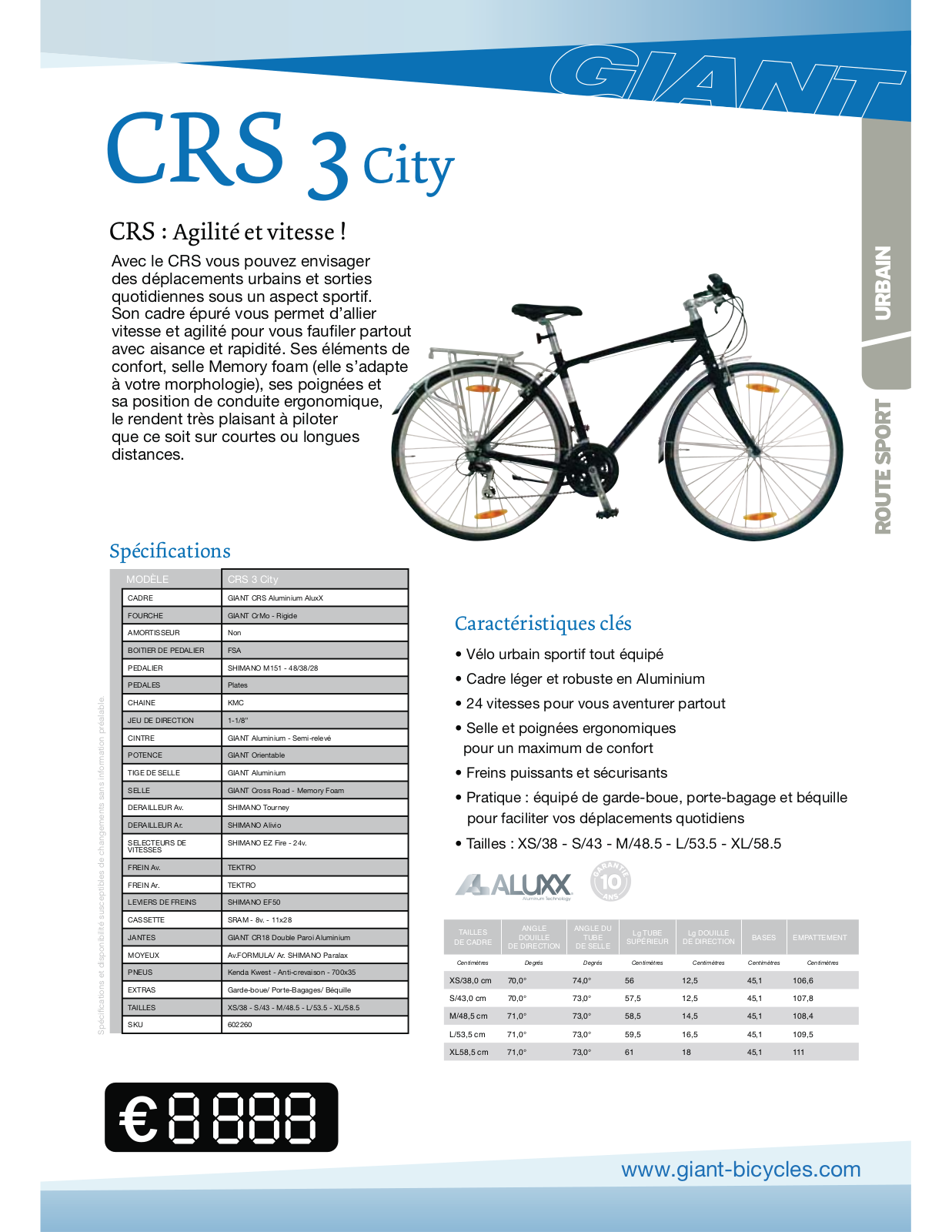 GIANT CRS 3 CITY User Manual