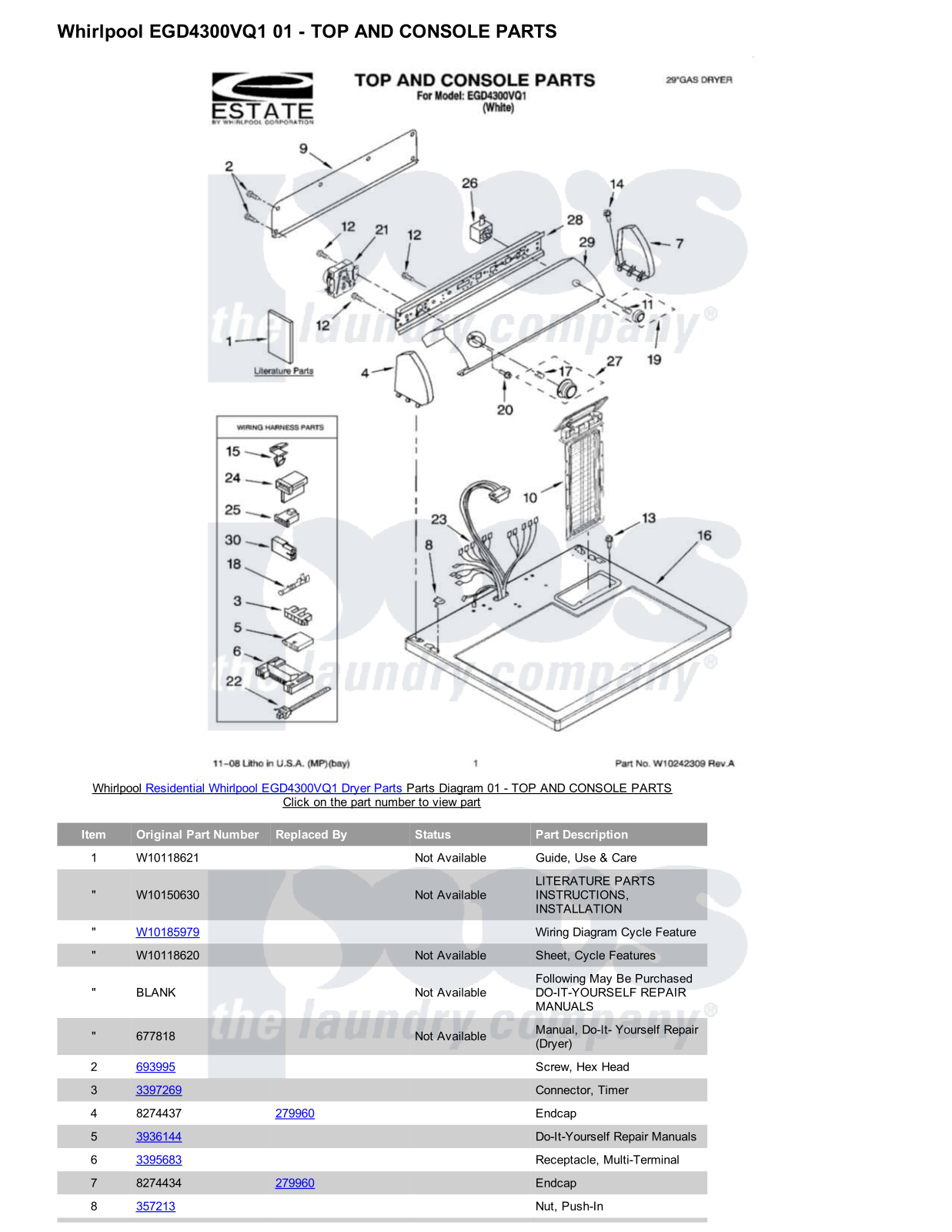 Whirlpool EGD4300VQ1 Parts Diagram