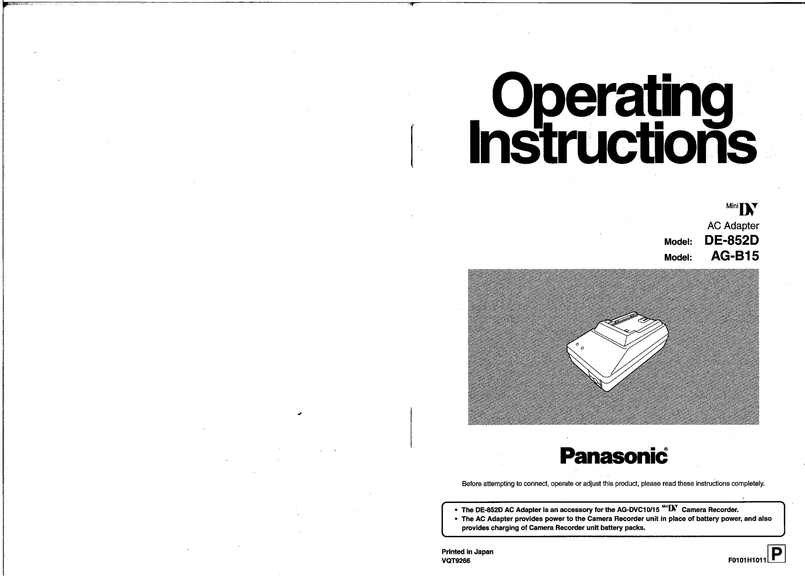 Panasonic AG-B15 User Manual