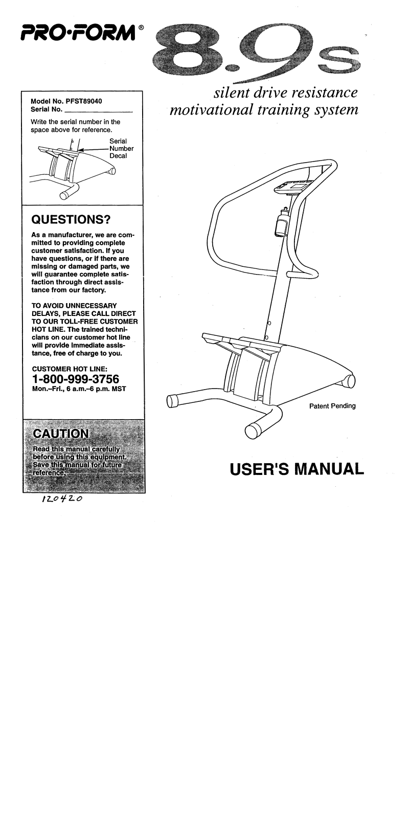 ProForm PFST89040 User Manual