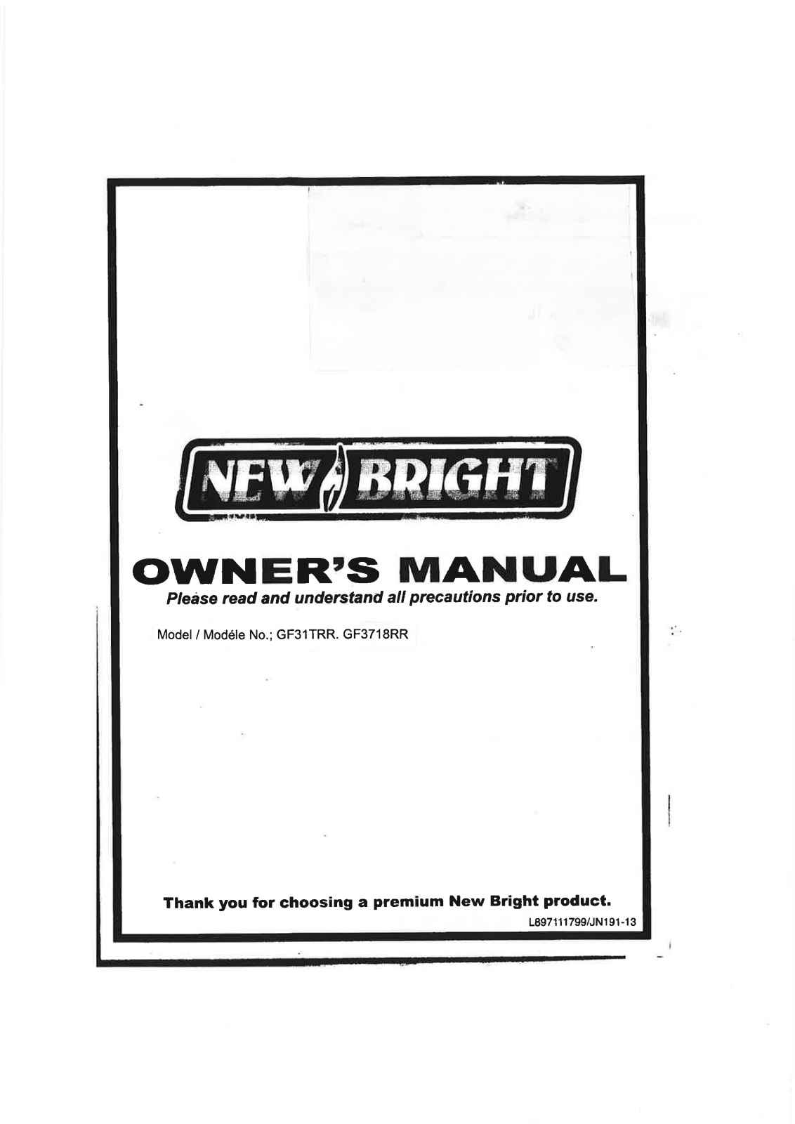 New Bright Co GF31TRR User Manual