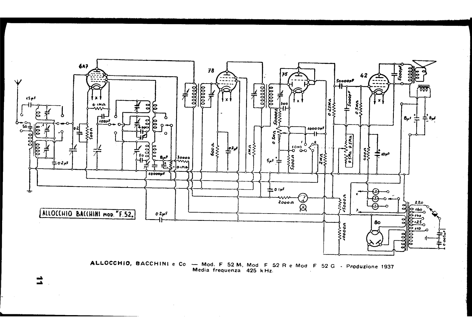 Allocchio Bacchini f52 schematic