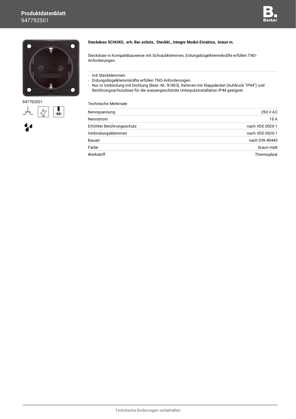 Berker 947792501 Technical data - ManualMachine.com