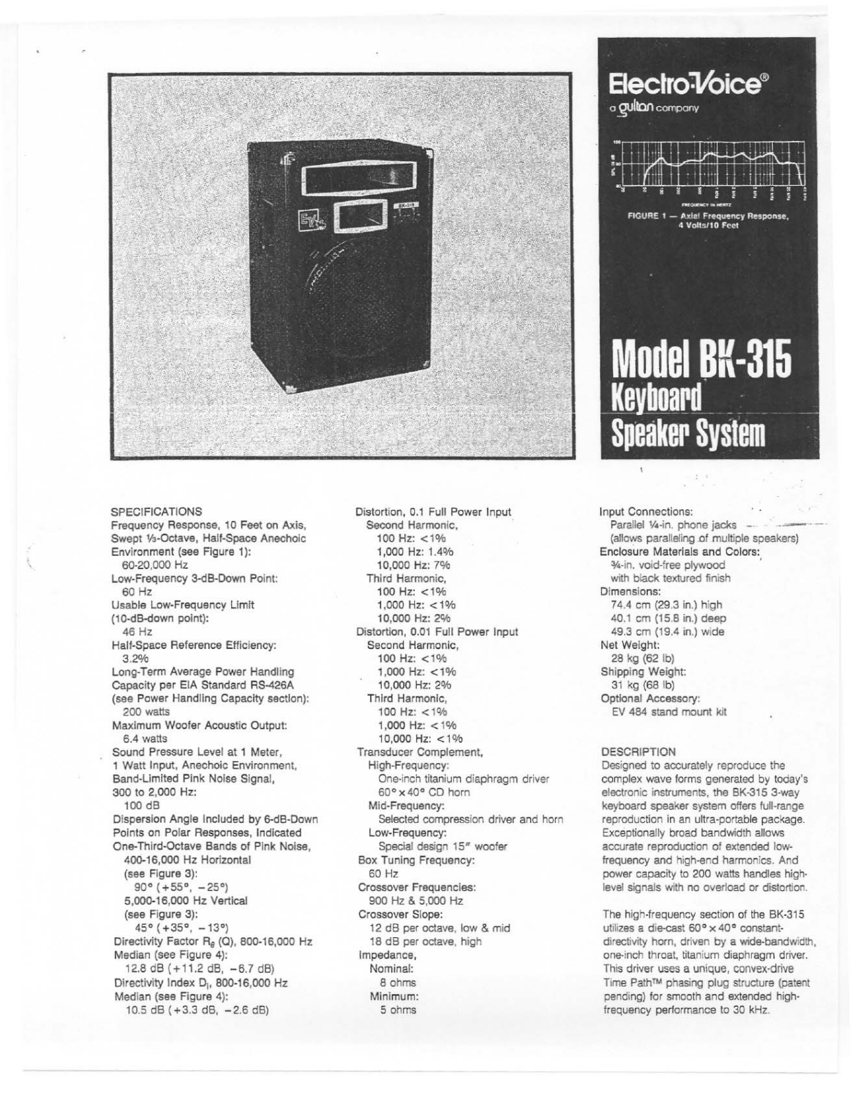 Electro-Voice BK-315 User Manual