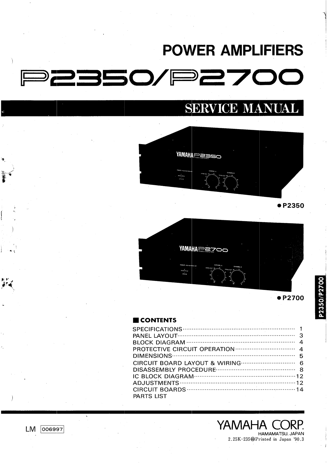 Yamaha P-2350, P-2700 Service Manual