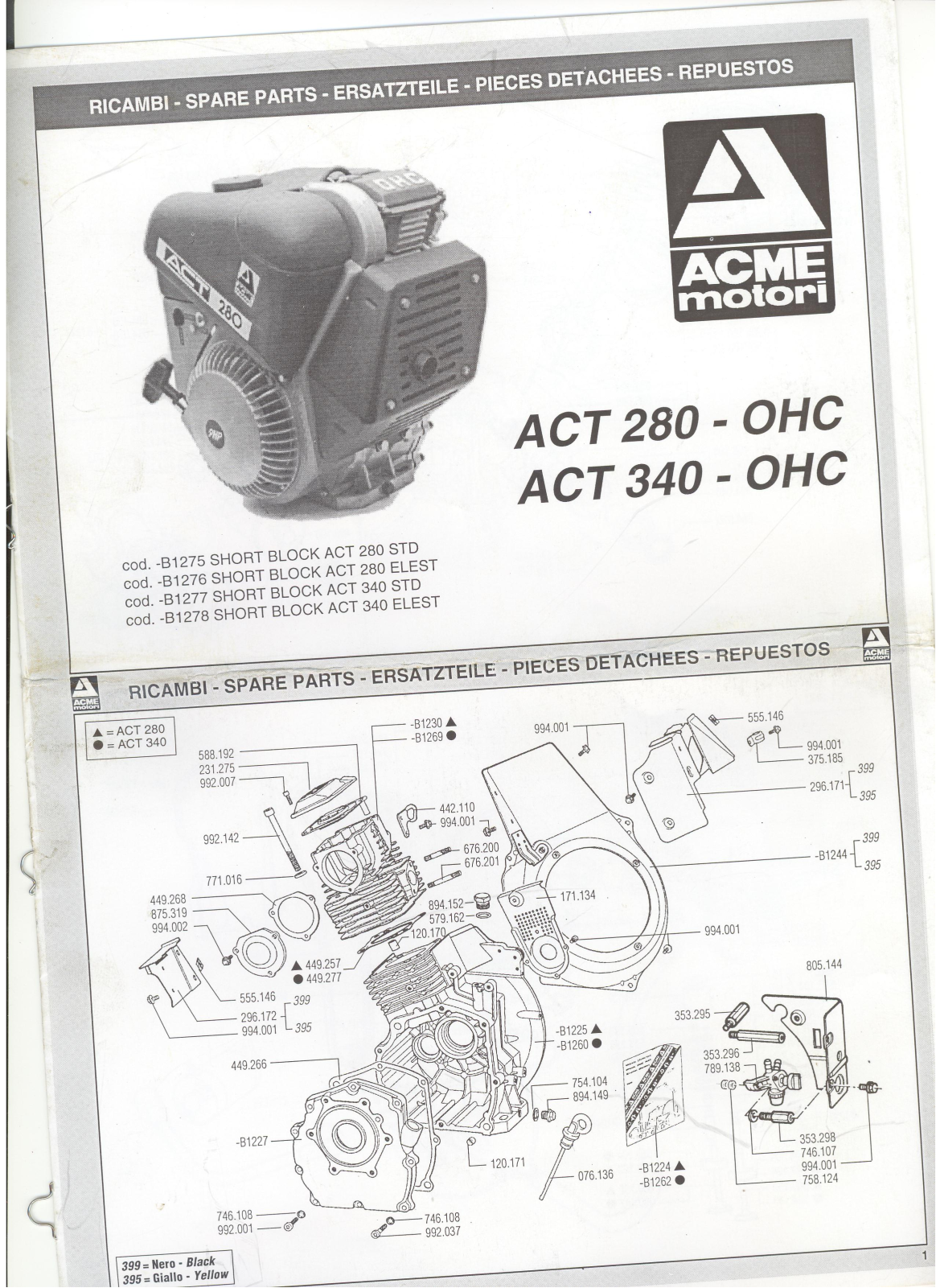 Acme ACT 280 OHC, ACT 340 OHC SCHEMATIC