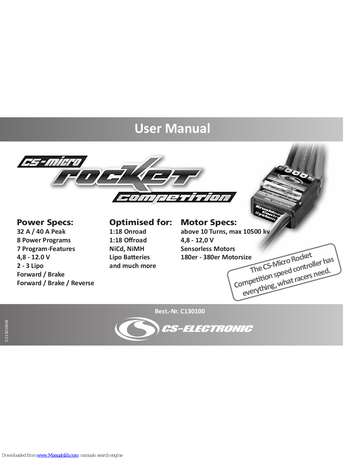 CS-Electronic CS-Micro Rocket Competition User Manual - ManualMachine.com